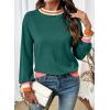 image:imageSHEWIN Womens Sweaters Crew Neck Long Sleeve Tops Knit Color Block Fall Outfits for Women 2026Green