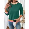image:imageSHEWIN Womens Sweaters Crew Neck Long Sleeve Tops Knit Color Block Fall Outfits for Women 2026Green