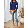 image:imageSHEWIN Womens Sweaters Crew Neck Long Sleeve Tops Knit Color Block Fall Outfits for Women 2026Navy Blue