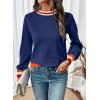 image:imageSHEWIN Womens Sweaters Crew Neck Long Sleeve Tops Knit Color Block Fall Outfits for Women 2026Navy Blue