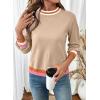 image:imageSHEWIN Womens Sweaters Crew Neck Long Sleeve Tops Knit Color Block Fall Outfits for Women 2026Parchment