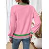 image:imageSHEWIN Womens Sweaters Crew Neck Long Sleeve Tops Knit Color Block Fall Outfits for Women 2026Pink