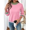 image:imageSHEWIN Womens Sweaters Crew Neck Long Sleeve Tops Knit Color Block Fall Outfits for Women 2026Pink
