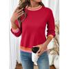 image:imageSHEWIN Womens Sweaters Crew Neck Long Sleeve Tops Knit Color Block Fall Outfits for Women 2026Racing Red