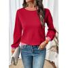 image:imageSHEWIN Womens Sweaters Crew Neck Long Sleeve Tops Knit Color Block Fall Outfits for Women 2026Racing Red