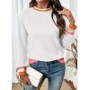 image:imageSHEWIN Womens Sweaters Crew Neck Long Sleeve Tops Knit Color Block Fall Outfits for Women 2026White