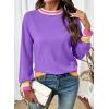 image:imageSHEWIN Womens Sweaters Crew Neck Long Sleeve Tops Knit Color Block Fall Outfits for Women 2026Wisteria