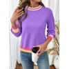 image:imageSHEWIN Womens Sweaters Crew Neck Long Sleeve Tops Knit Color Block Fall Outfits for Women 2026Wisteria