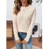 image:imageSHEWIN Womens Sweaters Crewneck Cable Knit Sweater Long Sleeve Fall Tops for Women 2026Beige