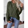 image:imageSHEWIN Womens Sweaters Crewneck Cable Knit Sweater Long Sleeve Fall Tops for Women 2026Blackish Green