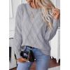 image:imageSHEWIN Womens Sweaters Crewneck Cable Knit Sweater Long Sleeve Fall Tops for Women 2026Gray