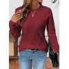 image:imageSHEWIN Womens Sweaters Crewneck Cable Knit Sweater Long Sleeve Fall Tops for Women 2026Red Dahlia