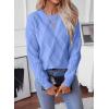 image:imageSHEWIN Womens Sweaters Crewneck Cable Knit Sweater Long Sleeve Fall Tops for Women 2026Sky Blue