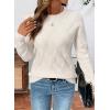 image:imageSHEWIN Womens Sweaters Crewneck Cable Knit Sweater Long Sleeve Fall Tops for Women 2026White