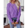 image:imageSHEWIN Womens Sweaters Crewneck Cable Knit Sweater Long Sleeve Fall Tops for Women 2026Wisteria
