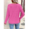 image:imageSHEWIN Womens Sweaters V Neck Long Sleeve Shirts Knit Hollow Out Crochet Sweater Fall Outfits for Women 2026Bright Pink