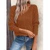 image:imageSHEWIN Womens Sweaters V Neck Long Sleeve Shirts Knit Hollow Out Crochet Sweater Fall Outfits for Women 2026Camel