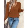 image:imageSHEWIN Womens Sweaters V Neck Long Sleeve Shirts Knit Hollow Out Crochet Sweater Fall Outfits for Women 2026Camel