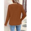 image:imageSHEWIN Womens Sweaters V Neck Long Sleeve Shirts Knit Hollow Out Crochet Sweater Fall Outfits for Women 2026Camel