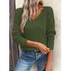 image:imageSHEWIN Womens Sweaters V Neck Long Sleeve Shirts Knit Hollow Out Crochet Sweater Fall Outfits for Women 2026Four Leaf Clover
