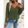image:imageSHEWIN Womens Sweaters V Neck Long Sleeve Shirts Knit Hollow Out Crochet Sweater Fall Outfits for Women 2026Four Leaf Clover