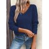 image:imageSHEWIN Womens Sweaters V Neck Long Sleeve Shirts Knit Hollow Out Crochet Sweater Fall Outfits for Women 2026Navy Blue