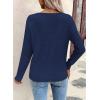 image:imageSHEWIN Womens Sweaters V Neck Long Sleeve Shirts Knit Hollow Out Crochet Sweater Fall Outfits for Women 2026Navy Blue