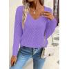 image:imageSHEWIN Womens Sweaters V Neck Long Sleeve Shirts Knit Hollow Out Crochet Sweater Fall Outfits for Women 2026Phalaenopsis