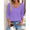 image:imageSHEWIN Womens Sweaters V Neck Long Sleeve Shirts Knit Hollow Out Crochet Sweater Fall Outfits for Women 2026Phalaenopsis