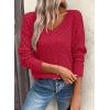 image:imageSHEWIN Womens Sweaters V Neck Long Sleeve Shirts Knit Hollow Out Crochet Sweater Fall Outfits for Women 2026Racing Red