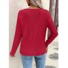 image:imageSHEWIN Womens Sweaters V Neck Long Sleeve Shirts Knit Hollow Out Crochet Sweater Fall Outfits for Women 2026Racing Red