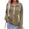 image:imageSHEWIN Womens Sweatshirt Lightweight Mock Neck Sweatshirts for Women Half Zip Pullover Fall Clothes for Women 2026Green