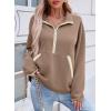 image:imageSHEWIN Womens Sweatshirt Lightweight Mock Neck Sweatshirts for Women Half Zip Pullover Fall Clothes for Women 2026Light French Beige