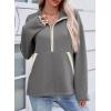 image:imageSHEWIN Womens Sweatshirt Lightweight Mock Neck Sweatshirts for Women Half Zip Pullover Fall Clothes for Women 2026Medium Grey