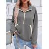 image:imageSHEWIN Womens Sweatshirt Lightweight Mock Neck Sweatshirts for Women Half Zip Pullover Fall Clothes for Women 2026Medium Grey