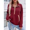 image:imageSHEWIN Womens Sweatshirt Lightweight Mock Neck Sweatshirts for Women Half Zip Pullover Fall Clothes for Women 2026Red Dahlia