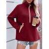 image:imageSHEWIN Womens Sweatshirt Lightweight Mock Neck Sweatshirts for Women Half Zip Pullover Fall Clothes for Women 2026Red Dahlia