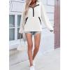 image:imageSHEWIN Womens Sweatshirt Lightweight Mock Neck Sweatshirts for Women Half Zip Pullover Fall Clothes for Women 2026White With Black Edge