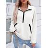 image:imageSHEWIN Womens Sweatshirt Lightweight Mock Neck Sweatshirts for Women Half Zip Pullover Fall Clothes for Women 2026White With Black Edge