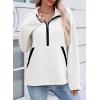 image:imageSHEWIN Womens Sweatshirt Lightweight Mock Neck Sweatshirts for Women Half Zip Pullover Fall Clothes for Women 2026White With Black Edge