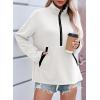 image:imageSHEWIN Womens Sweatshirt Lightweight Mock Neck Sweatshirts for Women Half Zip Pullover Fall Clothes for Women 2026White With Black Edge