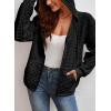 image:imageSHEWIN Womens Zip Up Hoodies Oversized Sweatshirt Fall Fashion Outfits 2026 Casual Waffle Hooded JacketsBlack