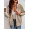 image:imageSHEWIN Womens Zip Up Hoodies Oversized Sweatshirt Fall Fashion Outfits 2026 Casual Waffle Hooded JacketsKhaki