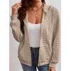 image:imageSHEWIN Womens Zip Up Hoodies Oversized Sweatshirt Fall Fashion Outfits 2026 Casual Waffle Hooded JacketsKhaki