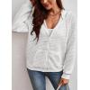 image:imageSHEWIN Womens Zip Up Hoodies Oversized Sweatshirt Fall Fashion Outfits 2026 Casual Waffle Hooded JacketsWhite