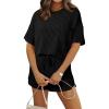 image:imageSHEWIN 2 Piece Sets for Women Summer Short Sleeve Shirts High Waisted Shorts with Pockets Lounge Matching SetBlack
