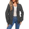 image:imageSHEWIN 2026 Fall Hoodies Waffle Knit Zip Up Sweatshirt Comfy Loose Fit ShakcetBlack