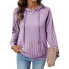image:imageSHEWIN Hoodies for Women Casual Knit V Neck Sweaters with Pocket Womens Fall Fashion 2025Purple