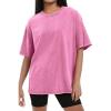 image:imageSHEWIN Oversized Wash Out Fabric Tee Shirts Trendy Cotton Tops Casual Work Tshirt 2026Pink