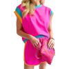 image:imageSHEWIN Women 2026 Color Block 2 Piece Short Sets Workout Tracksuit with Pockets TrendyB Hot Pink